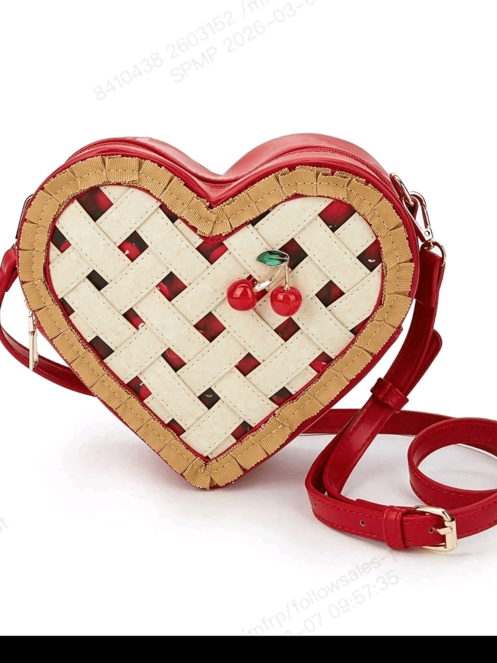 Red Heart-Shaped Crossbody Bag with Woven Front ( 2 in Stock )